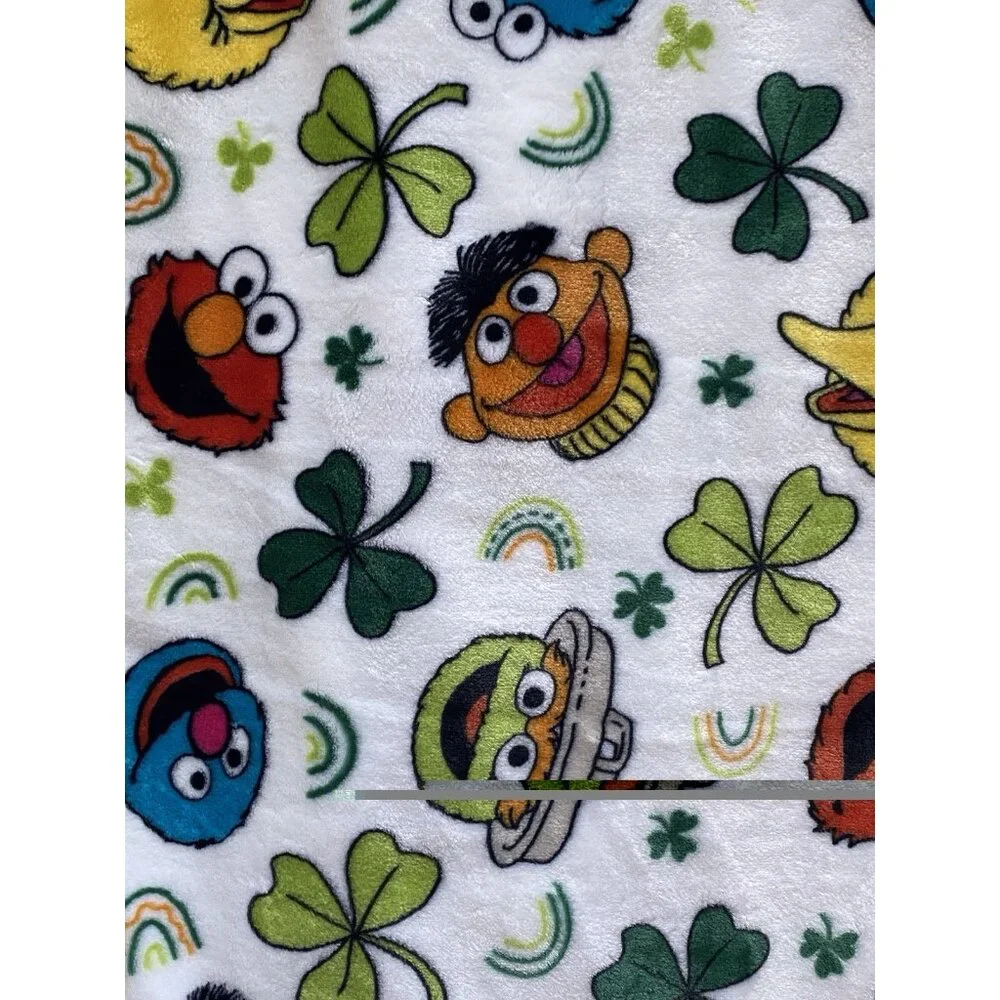 Sesame Street‎ Cookie Monster Elmo Grover St. Patrick’s Day Blanket 60”x70” NEW
